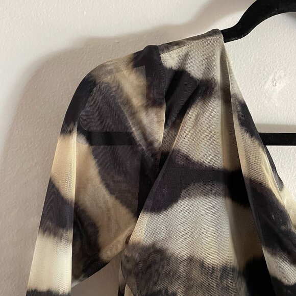 Zara Women M Tie Dye Mesh Tulle Ruched One Shoulder Bodycon Midi Dress NWT - Picture 10 of 16